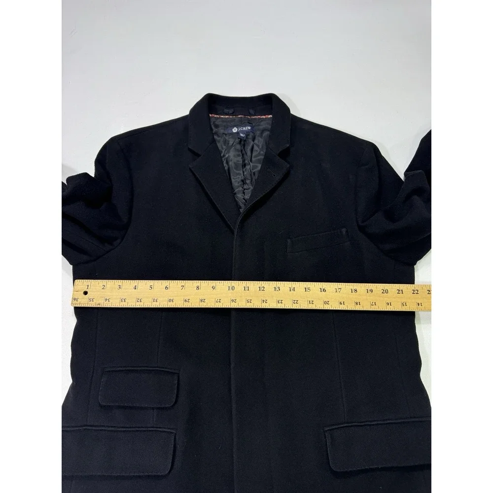J Crew Mayfair Topcoat Mens Large Black Wool Cashmere Quilted Overcoat 17935 L